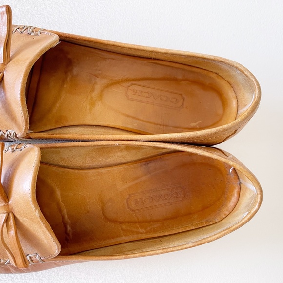 Vintage Coach Loafer Shoe Flat Leather Casual Classic Preppy Minimalist Tan 8.5 - Picture 5 of 11